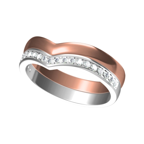 Signature 2 tier Stack Ring | Dia on White | Rose Gold