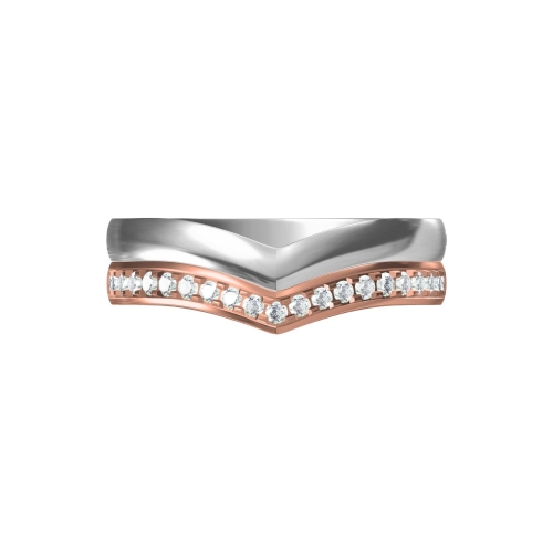 Signature 2 tier Stack Ring | Dia on Rose | White Gold