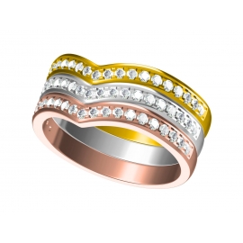Signature 3 tier Stack Ring | Diamond Rose White Yellow Gold