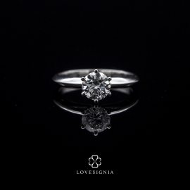 Solitaire Ring Setting 6 Prongs Edged Band