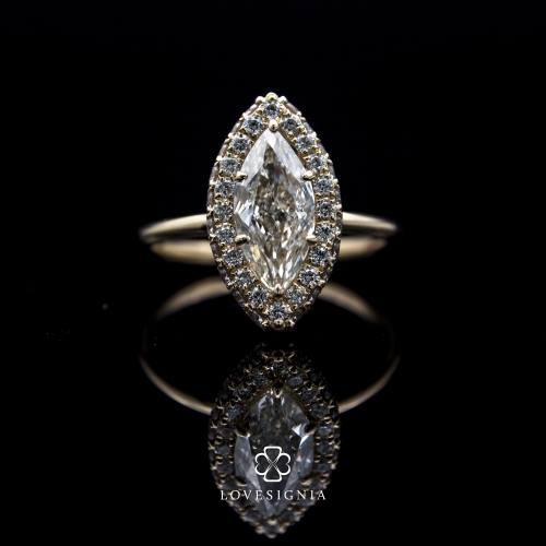 Solitaire Ring Setting Marquise Fully Encase Diamond 