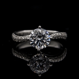 Solitaire Ring Setting 5 | Asymmetrical Curve Pave Diamond Band