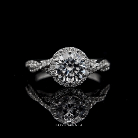 Solitaire Ring Setting 7 | Halo with Entwine Pave Diamond Band