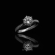 Solitaire Ring Setting 14 | Taper band with Gold trim along pave diamond