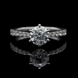 Solitaire Ring Setting 21 | Taper Band with Pave Diamond 6 Prongs