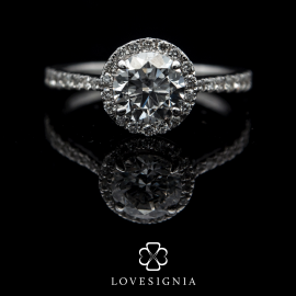 Solitaire Ring Setting 39 | Pave Diamond Halo and Band