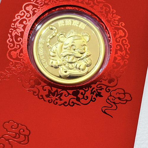 虎头虎脑 Fortune Tiger Pure Gold Ornament 0.2g