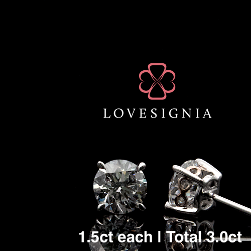 Signature Solitaire Ear Studs 3ct