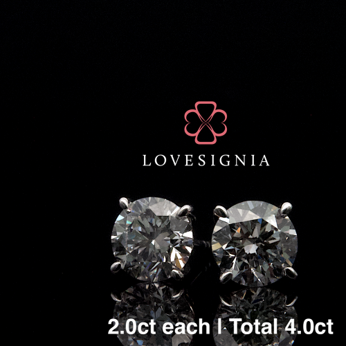 Signature Solitaire Ear Studs 4ct