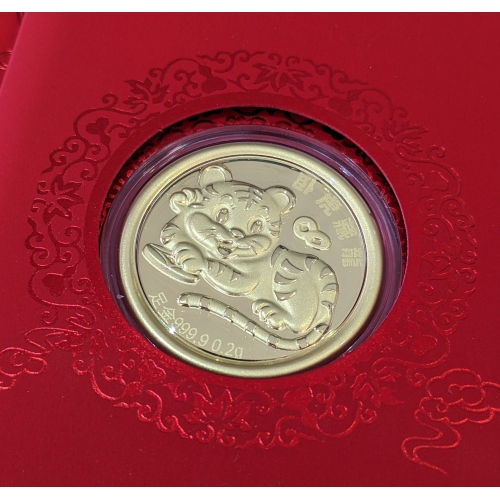 卧虎藏龙 虎0.2g卧虎藏龙 Fortune Tiger Pure Gold Ornament 0.2g