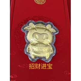 招财进宝 Fortune Cow Pure Gold Ornament 0.2g