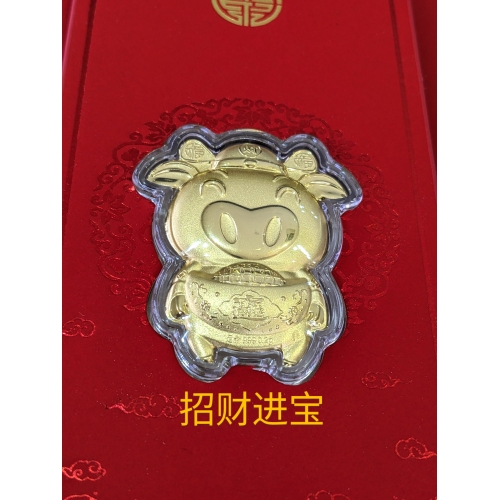 招财进宝 Fortune Cow Pure Gold Ornament 0.2g