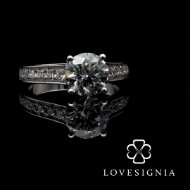 Solitaire Ring Setting 44 | 4 Prongs | Graduating Pave Diamond
