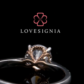 Featured Signature Ring Setting | 4 Prongs | Milgrain Heart | Iconic Motif | Pave Diamond Band
